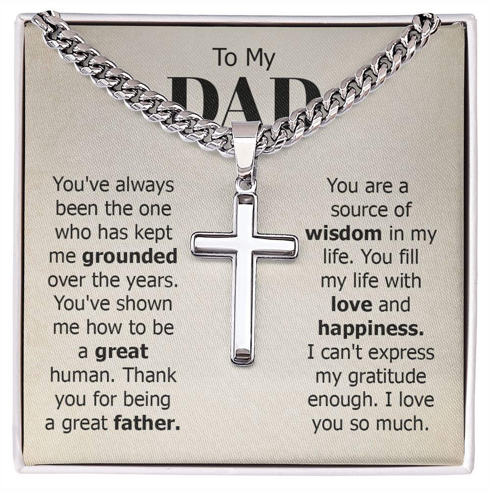 To My Dad - Artisan Cross on Cuban Link Chain