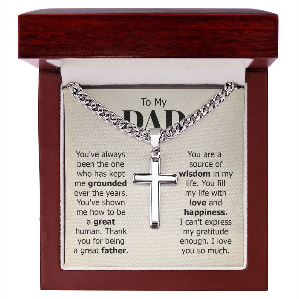 To My Dad - Artisan Cross on Cuban Link Chain