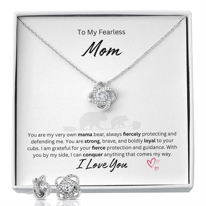My Fearless Mom Love Knot and Earring Set - Mama Bear