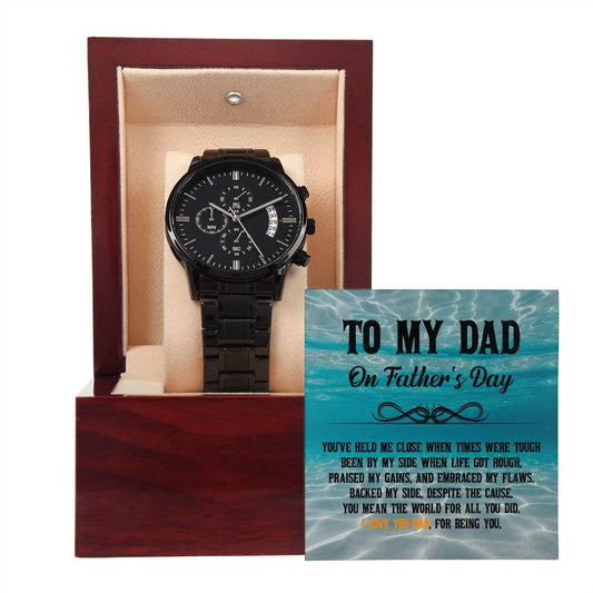 Black Chronograph Watch For Your Dad- Perfect Gift