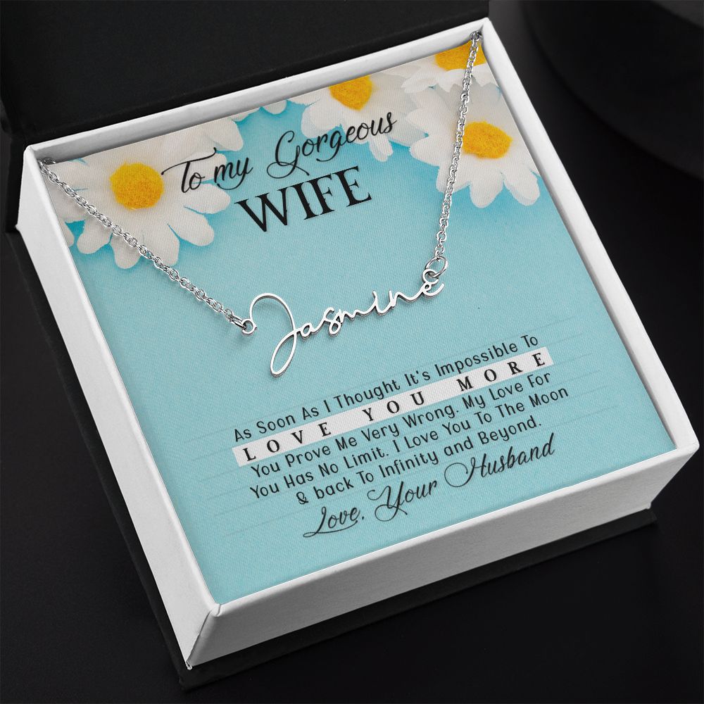 To My Gorgeous Wife- Custom Name Necklace-  add your Wife name
