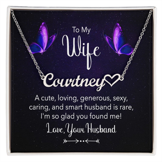 Name Necklace With Heart for Wife
