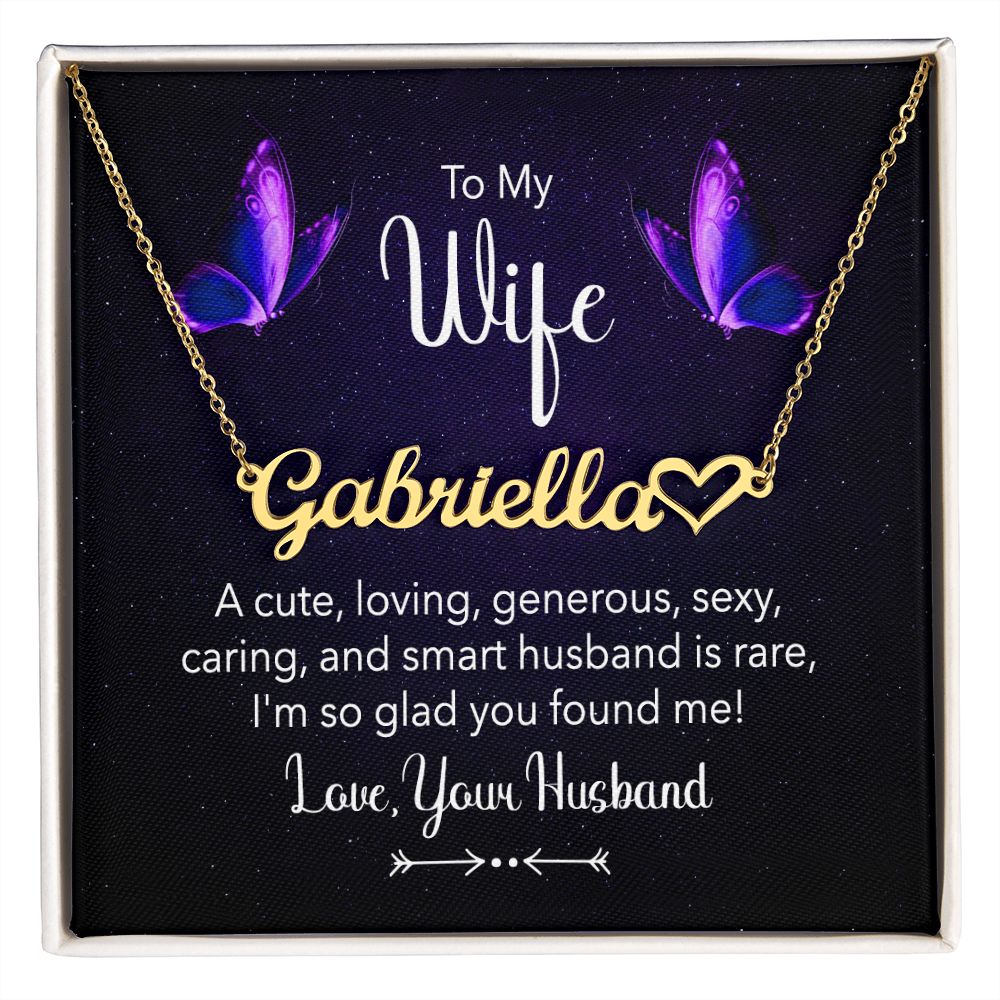 Name Necklace With Heart for Wife