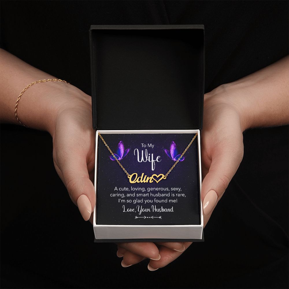 Name Necklace With Heart for Wife