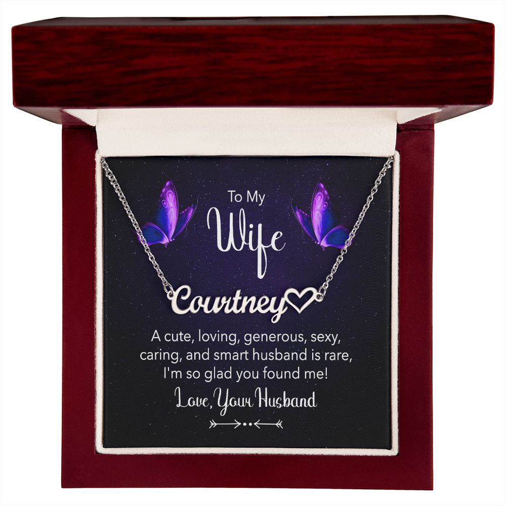 Name Necklace With Heart for Wife