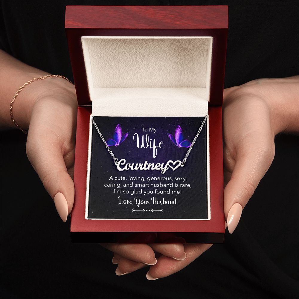 Name Necklace With Heart for Wife
