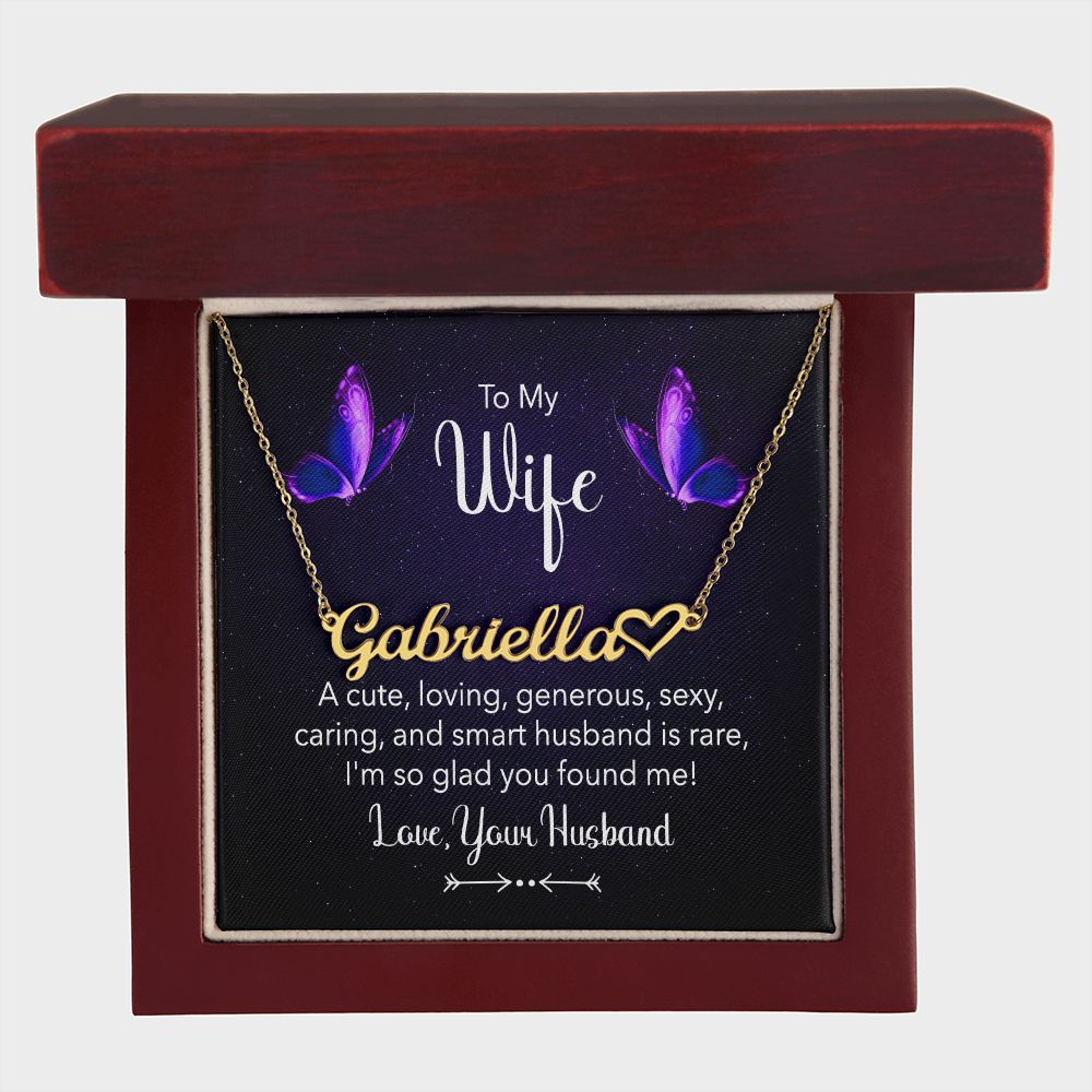 Name Necklace With Heart for Wife