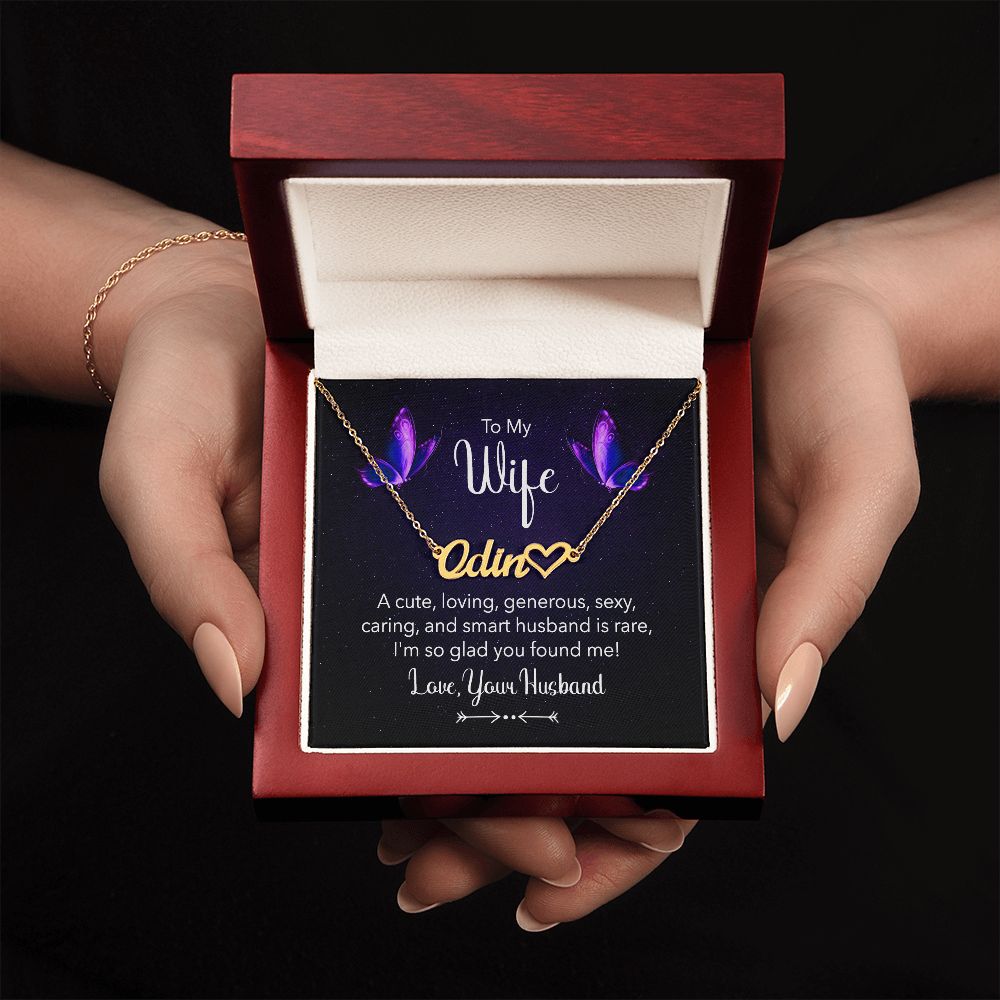 Name Necklace With Heart for Wife